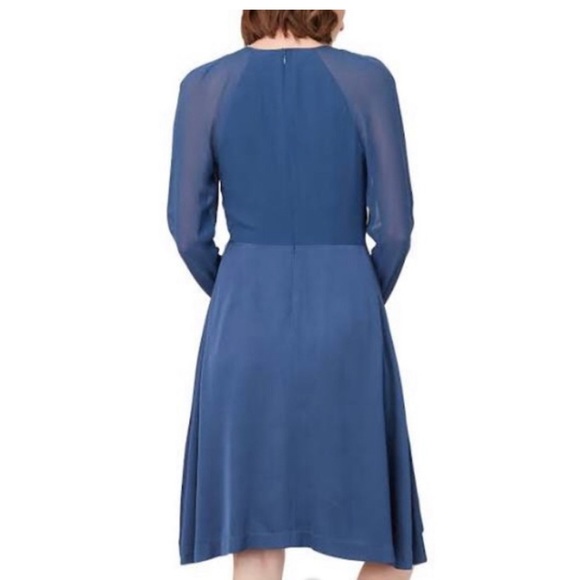 Club Monaco blue silk long sleeve dress size 4 - Picture 3 of 8